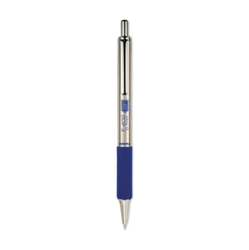 Zebra Fine 0.7 mm F-402 Retractable Ballpoint Pen - Blue Ink/Stainless Steel/Blue Barrel (2/Pack)